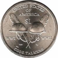 (2016d) Монета США 2016 год 1 доллар "Говорящие с ветром"  Сакагавея Латунь  UNC