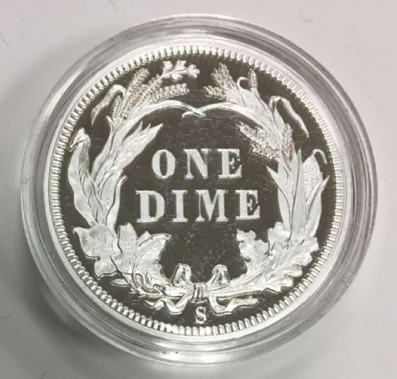(Реплика) Монета США 1894 год 1 дайм &quot;Дайм Барбера&quot;  Серебрение  PROOF
