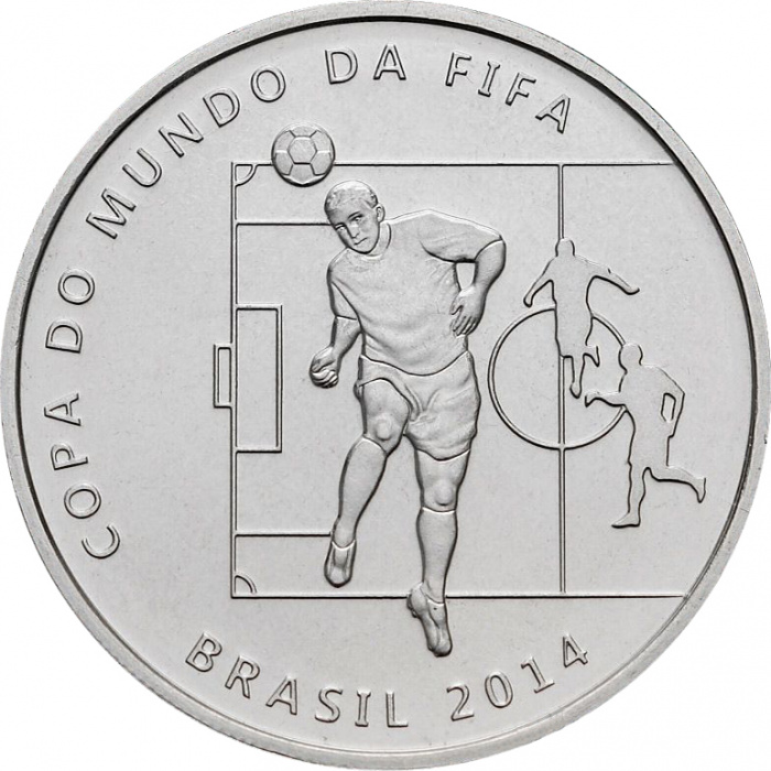 (2014) Монета Бразилия 2014 год 2 реала &quot;Удар головой&quot;  Медь-Никель  PROOF