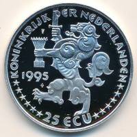 (№1995) Монета Нидерланды 1995 год 25 Ecu (Вильгельмина / 40-й летию освобождения)