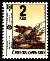 (1987-033) Марка Чехословакия "Дрозды"    Биеннале детских книжных иллюстрации, Братислава I Θ
