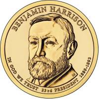 23s Монета США 2012 год 1 доллар Бенджамин Гаррисон 2012 год Латунь  PROOF
