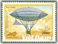 (1990-130) Марка Вьетнам "Дирижабль братьев Тиссандье"    Дирижабли III Θ