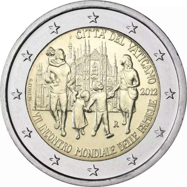 (09) Монета Ватикан 2012 год 2 евро &quot;VII Всемирная встреча семей в Милане&quot;  Биметалл  Буклет