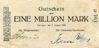 (№1923) Банкнота Германия 1923 год "1,000,000 Mark"