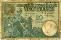 (№1912P-10a.1) Банкнота Конго Бельгийское 1912 год "20 Francs"