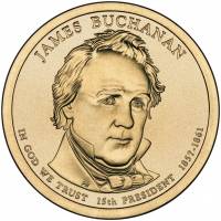 15d Монета США 2010 год 1 доллар Джеймс Бьюкенен 2010 год Латунь  UNC