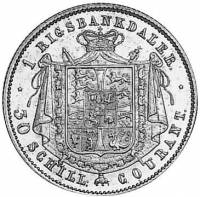 (№1849km743) Монета Дания 1849 год 1 Rigsbankdaler (30 Scilling куранта - ВС)