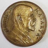 Настольная медаль "85-летию президента Томаша Масарика", Чехословакия, 1935г. (XF)