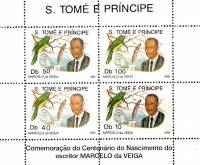 (№1992-1381) Лист марок Сан-Томе и Принсипи 1992 год "100-летию со дня рождения Марсело-да-Вейга", Г