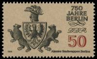 (1986-037) Марка Германия (ГДР) " Герб (1280)"    Берлин, 750 лет III O