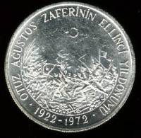 (1972) Монета Турция 1972 год 50 лир "Кемаль Ататюрк входит в Смирну"  Серебро Ag 830  PROOF