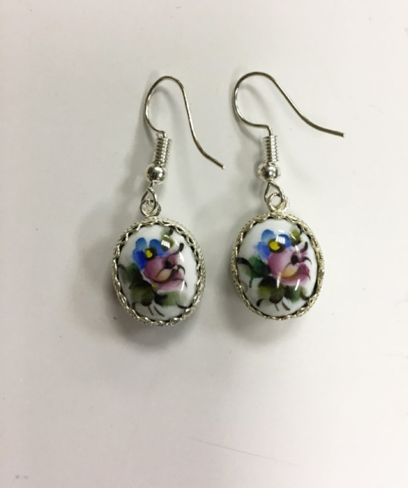 Серьги "Финифть", серебрение (сост. на фото)