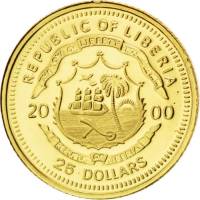 () Монета Либерия 2000 год 25  ""    AU