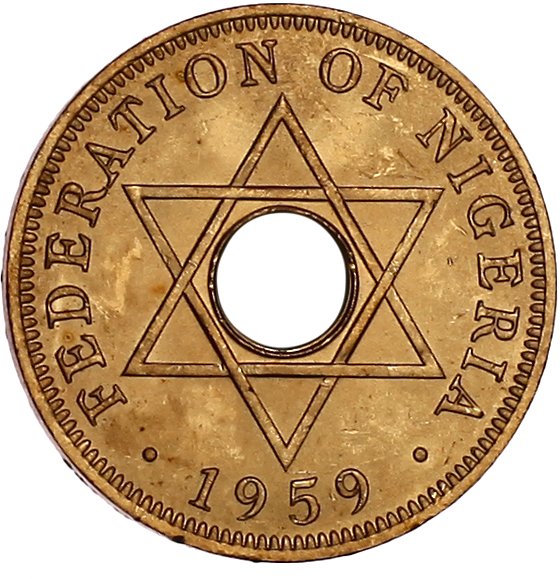(1959) Монета Британская Нигерия 1959 год 1 пенни   Бронза  XF