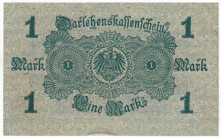 (1914) Ссудный чек Германия 1914 год 1 марка    XF