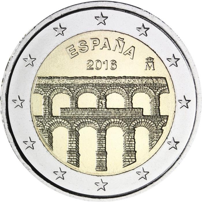 (013) Монета Испания 2016 год 2 евро &quot;Сеговия&quot;  Биметалл  UNC