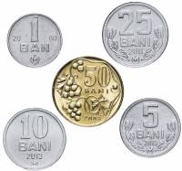 (1993-2015, 5 монет) Набор монет Молдова 1993-2015 год    UNC