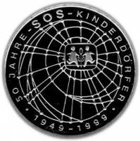 (1999F) Монета Германия (ФРГ) 1999 год 10 марок "Детский благотоворительный фонд"  Серебро Ag 625  P