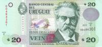 (2011) Банкнота Уругвай 2011 год 20 песо "Соррилья де Сан-Мартин"   UNC