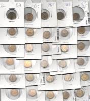 (1961-1991, 1 копейка, 30 монет) Набор монет СССР "61 63 65-90 91л 91м"  UNC