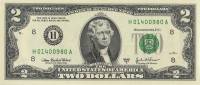 (2003H) Банкнота США 2003 год 2 доллара "Томас Джефферсон"   UNC