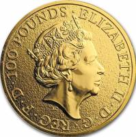 (№2016) Монета Великобритания 2016 год 100 Pounds (Королева)