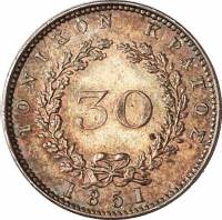 (№1834km35) Монета Ионическая республика 1834 год 30 Lepta (30 новых оболы)