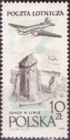 (1958-037) Марка Польша "Руины замка Лив"   Самолет над городами II Θ