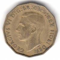 (1952) Монета Великобритания 1952 год 3 пенса "Георг VI"  Латунь  VF