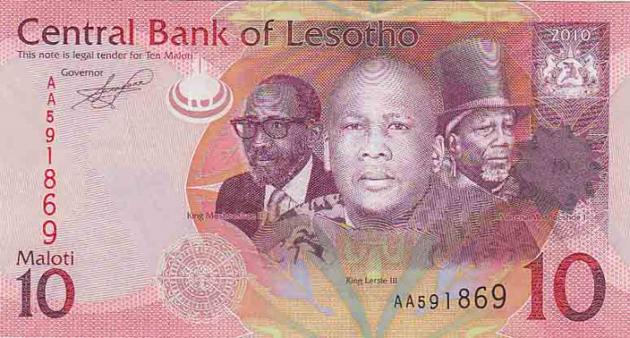 (2010) Банкнота Лесото 2010 год 10 малоти &quot;Правители &quot;   UNC