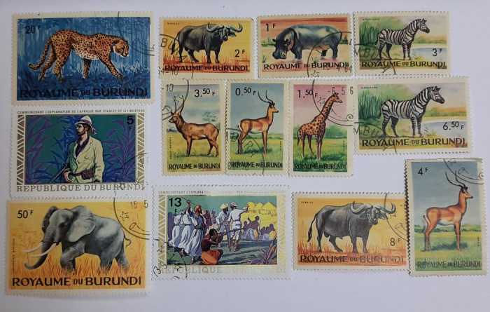 (--) Набор марок Бурунди &quot;13 шт.&quot;  Гашёные  , III Θ