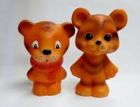 Набор резиновых игрушек-пищалок, "Щенок и тигренок", 2 шт (сост. на фото)