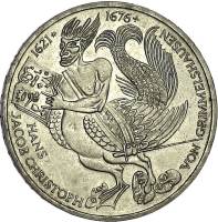 (1976d) Монета Германия (ФРГ) 1976 год 5 марок "Ганс фон Гриммельсгаузен"  Серебро Ag 625  PROOF