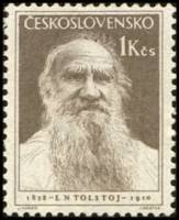 (1953-066) Марка Чехословакия "Л.Н. Толстой (Коричневая)"   Л.Н. Толстой. 125 лет со дня рождения II