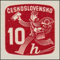 (1945-069) Марка Чехословакия "Почтальон (Красно-коричневая)" ,  III O