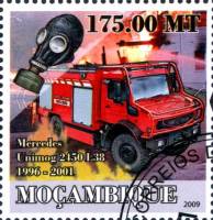 (№2009-3172) Марка Мозамбик 2009 год "История специальных транспортных IFire двигателей", Гашеная