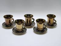 Кофейный сервиз СОЗ стекло бронза 10 предметов (5 кофейных пар)