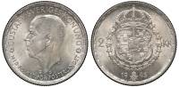 (1943g) Монета Швеция 1943 год 2 кроны "Густав V"  Серебро Ag 400  UNC