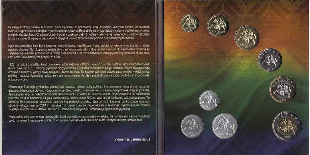 (2014, 9м) Набор монет Литва 2014 год &quot;Годовой набор&quot; Буклет