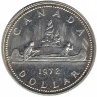 (1935) Монета Канада 1972 год 1 доллар   Серебро (Ag)  UNC