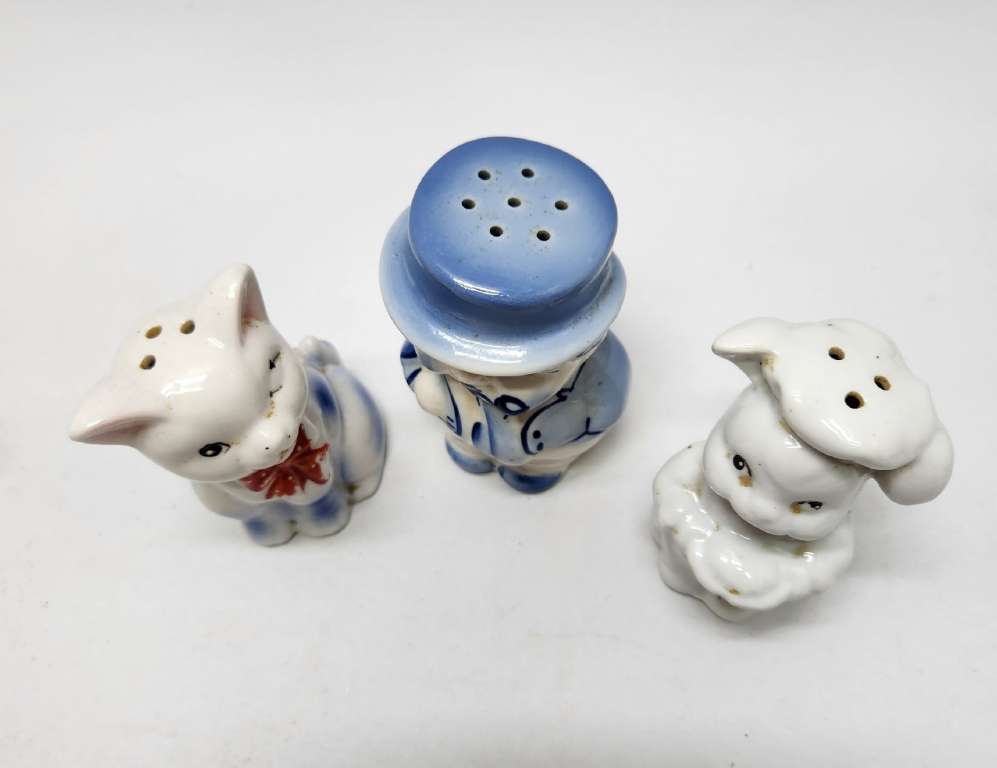 Набор для специй Кошка Джентельмен с трубкой и Кошка-повар  керамика (сост. на фото)