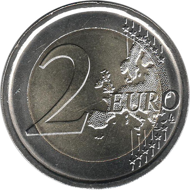 018 Монета Италия 2015 год 2 евро 30 лет флагу Европы  Биметалл  UNC