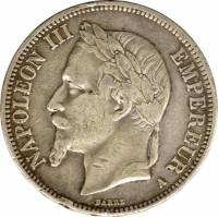 () Монета Франция 1861 год 5  ""   Биметалл (Серебро - Ниобиум)  AU