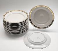 Тарелки десертные 15 штук Пролетарий Н. Новгород СССР фарфор диаметр 17,5 см белые с золотым ободком
