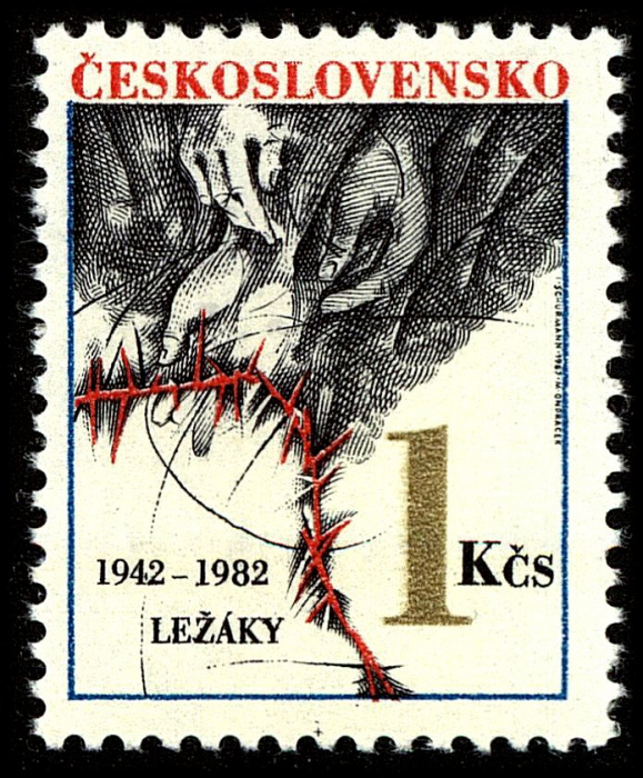 (1982-024) Марка Чехословакия &quot;Колючая проволока&quot;    40-летие уничтожения Лидице и Лежаки I Θ