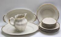 Столовый сервиз Польша фарфор позолота винтаж Chodziez тарелки блюда кувшин айвори 15 предметов