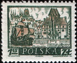 (1960-062) Марка Польша "Гданьск"   Исторические города №2 III &Theta;