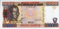 Банкнота Гвинея 1998 год 1 000 франков Портрет девушки   UNC