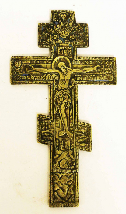 Крест-Распятие, бронза, 19 век (состояние на фото)